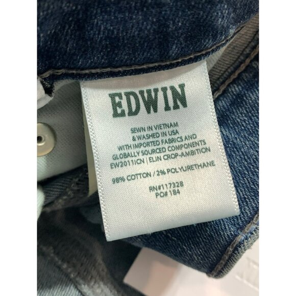 NWT Edwin Women's Elin Crop Straight Jeans Ambition Size 27 Cotton Denim Blue - Picture 6 of 7